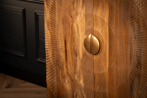 Sunset Handcrafted Mango Wood Bar Cabinet In Natural Brown and Black Metal Frame 140 cm