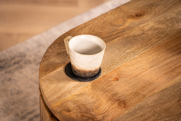 Reno Flute Art Deco Design Solid Mango Wood Coffee Table with Storage and one drawer 120 cm