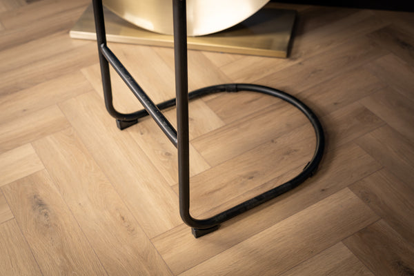 Ticino Genuine Leather Taupe Bar Stool with Black Leg