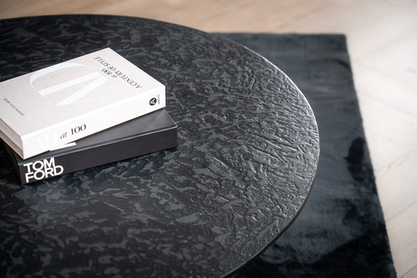 Solid Mango Wood Coffee Table Black Mosaic Top 100 cm – Portofino Fluted Base
