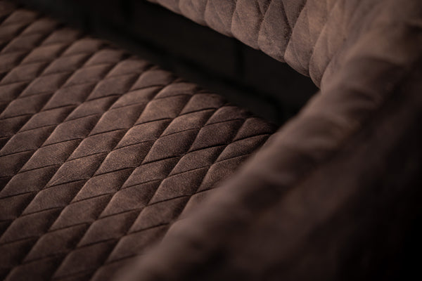 Glamour Elegant Grey Dark Brown Velvet Bench with Black Coated Legs 160 cm