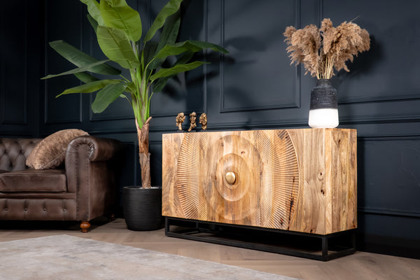 Sunset Handcrafted Solid Mango Wood Natural Brown Sideboard 140 cm