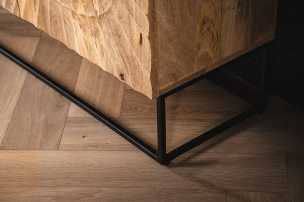 Scorpion Highboard Cabinet 3D Solid Mango Wood in Natural Brown 120CM