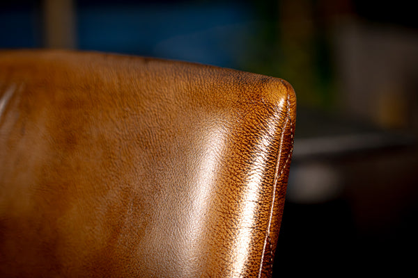 Genuine Leather Dining Armchair Antique Brown with Black Legs – Hudson