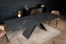 Apollo Extendable Italian Sintered Stone Dining Table in Black Diamond Marble Look 180-220-260 cm