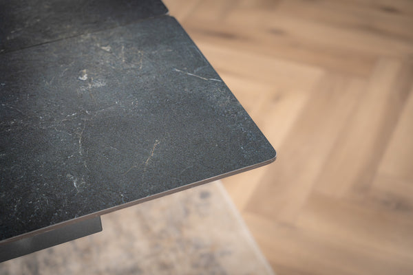Apollo Extendable Italian Sintered Stone Dining Table in Black Diamond Marble Look 180-220-260 cm