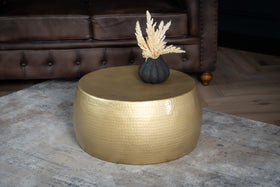 Round coffee table ORIENT III 60cm gold metal hammered design handmade