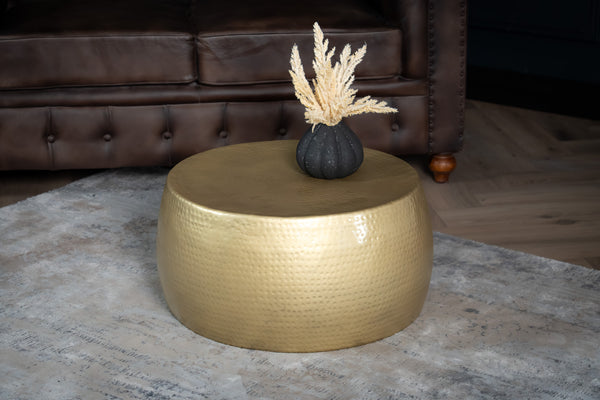 Round coffee table ORIENT III 60cm gold metal hammered design handmade