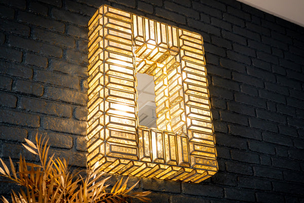 Aurora Handcrafted Embossed Mirror Wall Lamp in Brass Antique 79cm