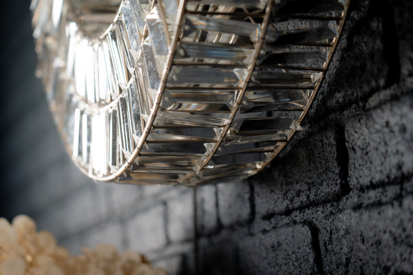 Aurora Crystal Handcrafted Round Wall Lamp Mirror 75cm