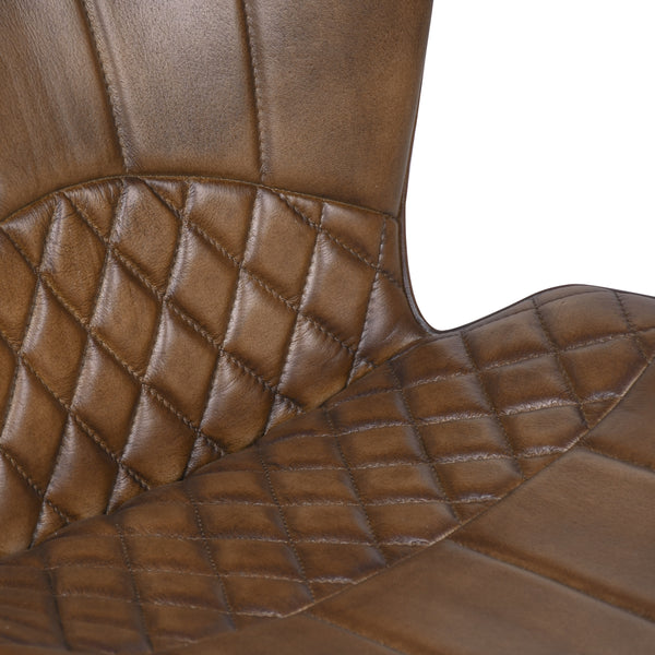 Valencia Curve Genuine Leather Dining Chair in Antique Brown and Black Legs