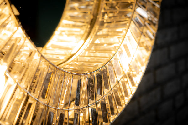 Aurora Crystal Handcrafted Round Wall Lamp Mirror 75cm