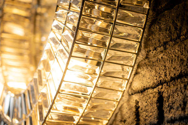 Aurora Crystal Handcrafted Round Wall Lamp Mirror 75cm