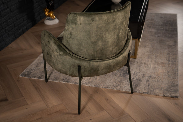 Milo Lounge Chair in Dark Green with Black Powder Coating Legs