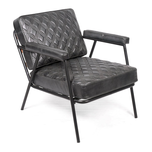 Noir Genuine Leather Lounge Chair in Dark Graphite