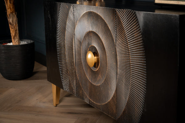 Sunset Handcrafted Solid Mango Wood Sideboard Black 140 cm