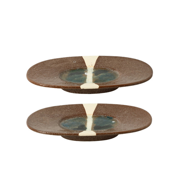 Brown & Blue Lakeside Decorative Ceramic Bowl - 38cm