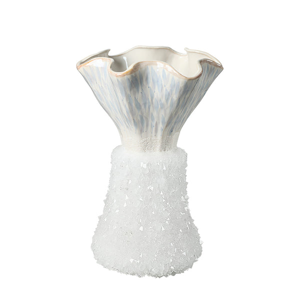 Blue & White Crystal Hand-Painted Ceramic Vase - 36cm