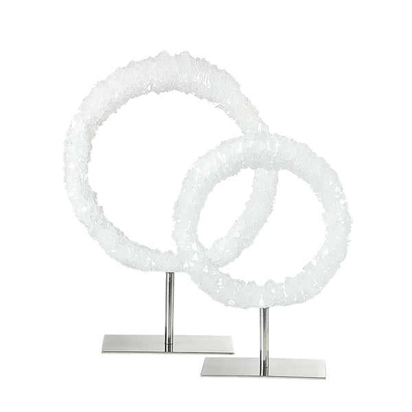Clear Crystal Ring Ornament with Metal Stand - 32cm