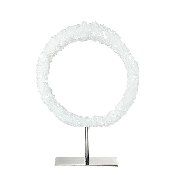 Clear Crystal Ring Ornament with Metal Stand - 40cm