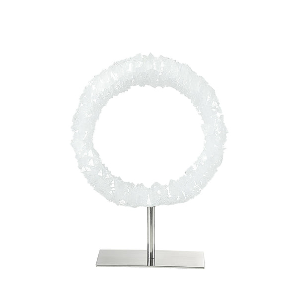 Clear Crystal Ring Ornament with Metal Stand - 32cm