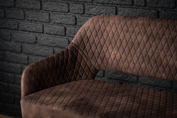 Glamour Elegant Grey Dark Brown Velvet Bench with Black Coated Legs 160 cm