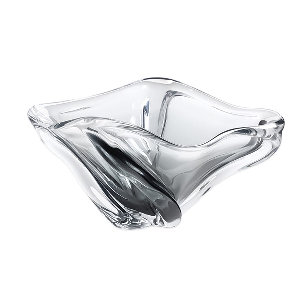 Clear Handmade Sculptural Glass Bowl - 34cm