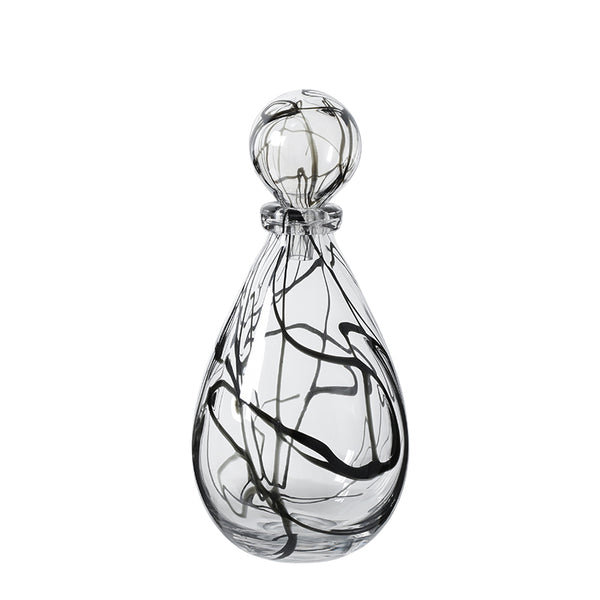 Clear & Black Line Handmade Glass Vase - 42cm