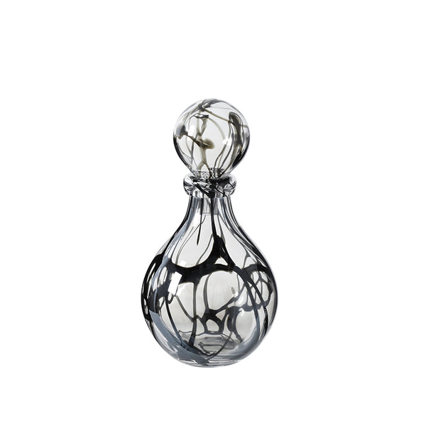Clear & Black Line Handmade Glass Vase - 35cm