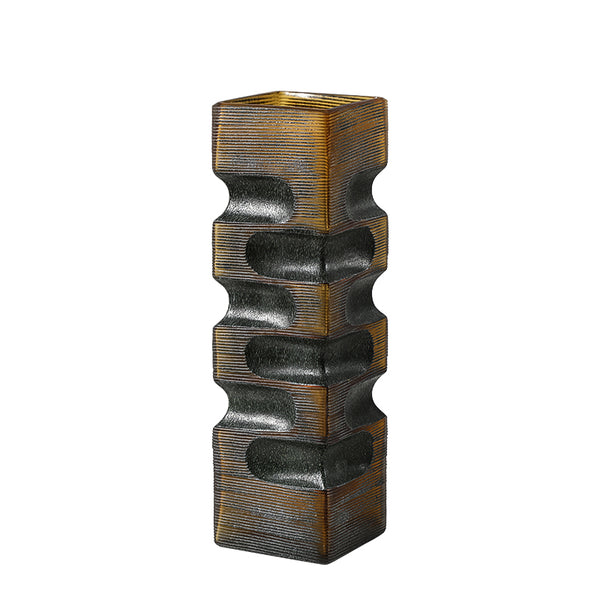 Handmade Sculptural Smoked Gold Glass Vase - 37cm