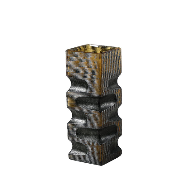Handmade Sculptural Smoked Gold Glass Vase - 30cm