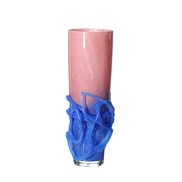Pink & Blue Handmade Glass Vase – 36cm