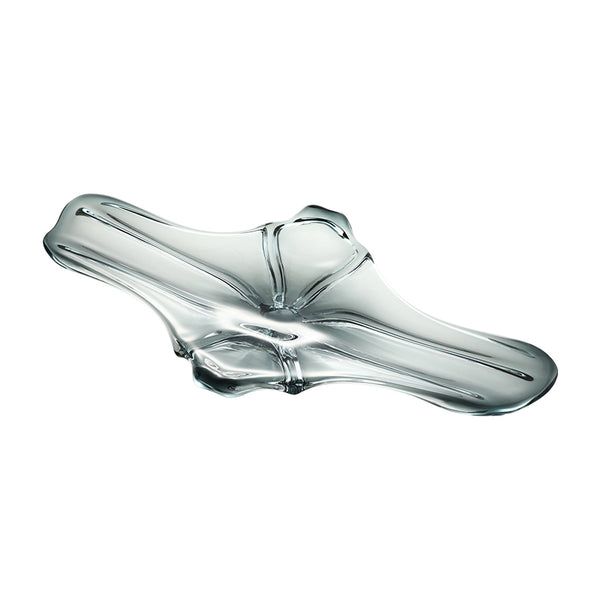Clear Leaf-Shaped Handmade Glass Decorative Plate - 79cm