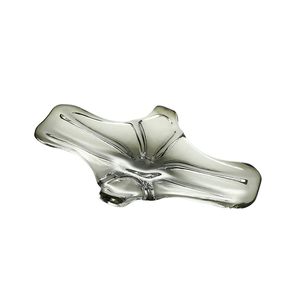 Clear Leaf-Shaped Handmade Glass Decorative Plate - 60cm