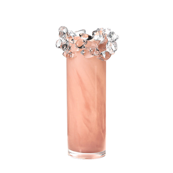 Pink Crystal-Effect Handmade Glass Vase - 28cm