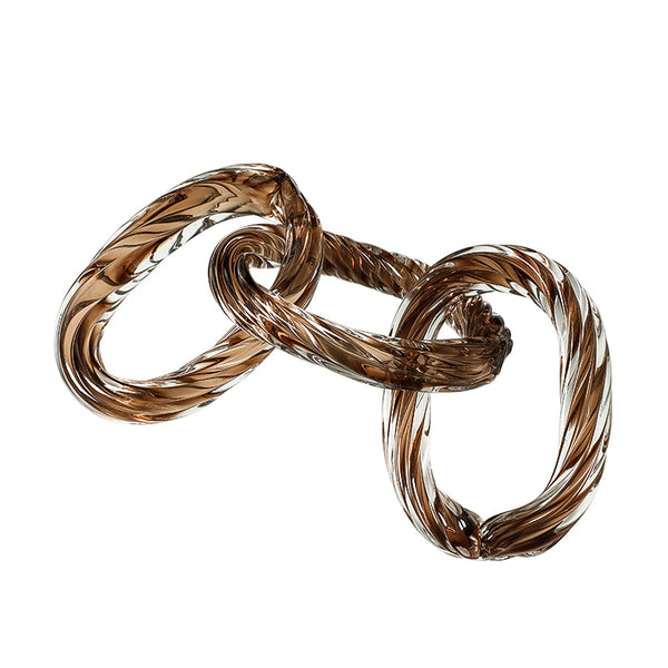 Brown Handcrafted Glass Interlocking Rings Ornament - 33cm