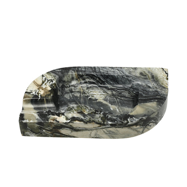 Grey & White Veined Marble Ashtray - 20cm