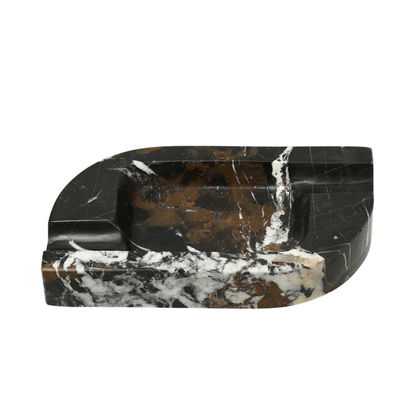 Brown, Black & White Veined Marble Ashtray - 20cm
