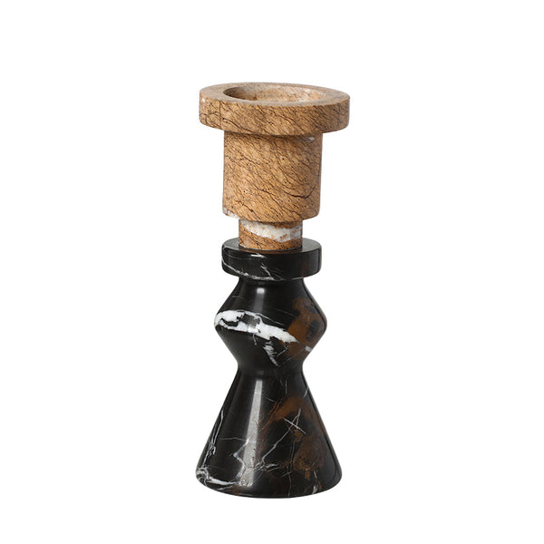 Black & Brown Marble Candlestick – 23cm