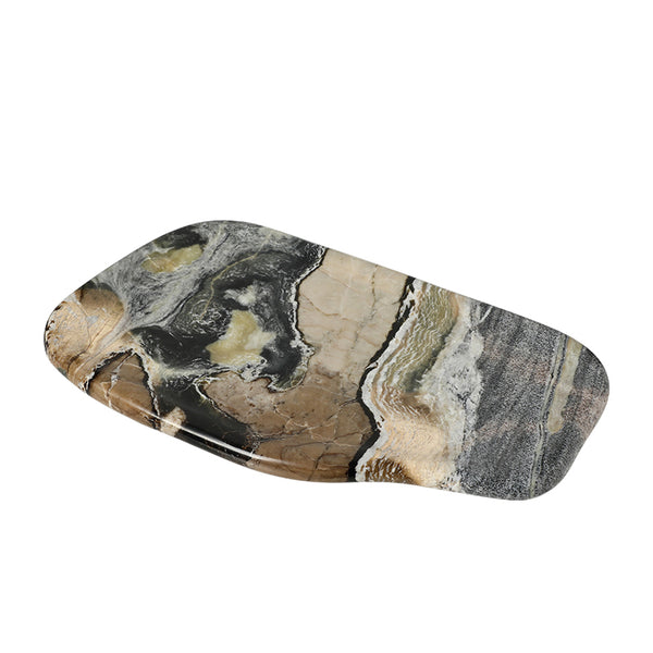 Brown, Grey & Cream Veined Marble Decorative Tray - 34cm