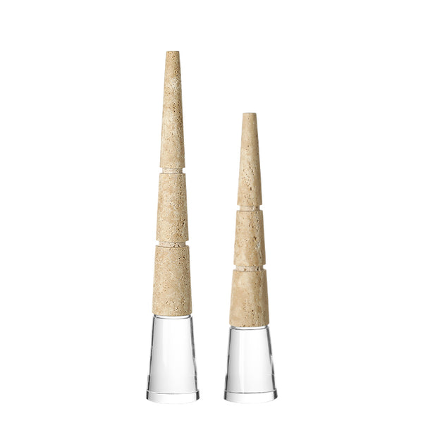 Cream Marble & Crystal Obelisk Ornament - 42cm