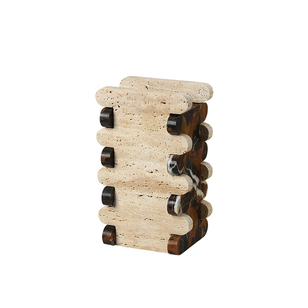 Cream, Black & Brown Marble Dovetail Vase - 24cm