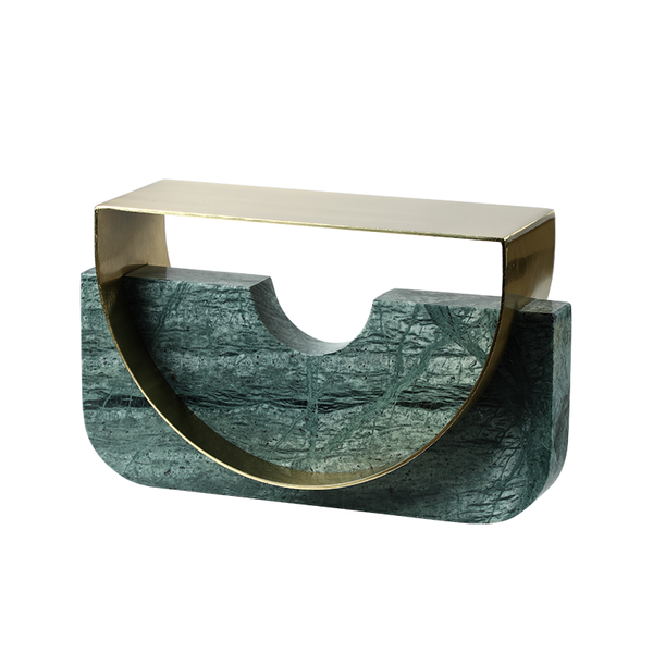 Green Marble & Gold Metal Arch Ornament - 15cm