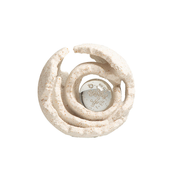 Cream & Clear Crystal Abstract Resin Ornament - 17cm
