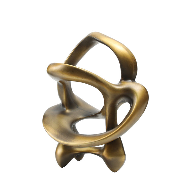 Antique Gold Abstract Tangled Resin Sculpture - 31cm