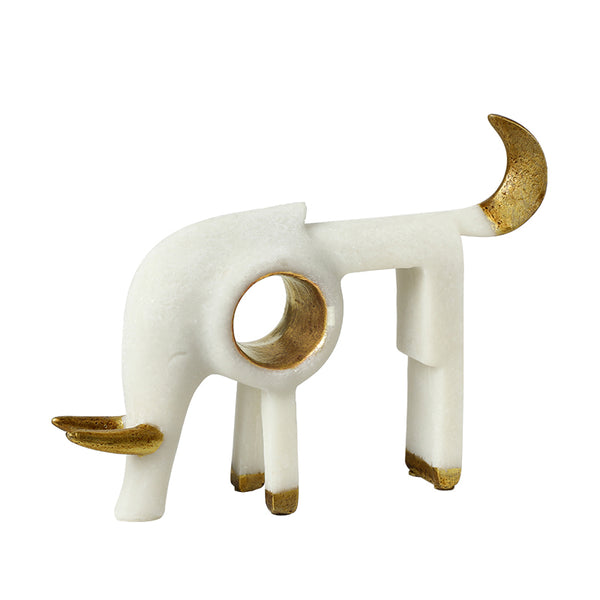 Gold & Black Abstract Elephant Resin Ornament - 20cm