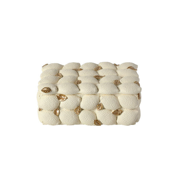 White & Gold Lemon Decorative Resin Box - 22cm