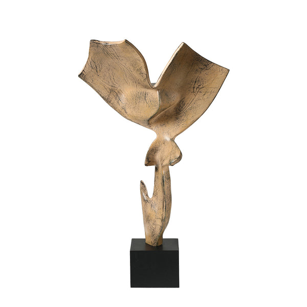 Antique Gold Flying Antlers Resin Sculpture - 45cm