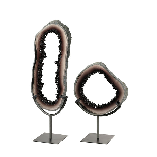 Purple Geode Effect Resin Sculpture on Metal Stand - 55cm