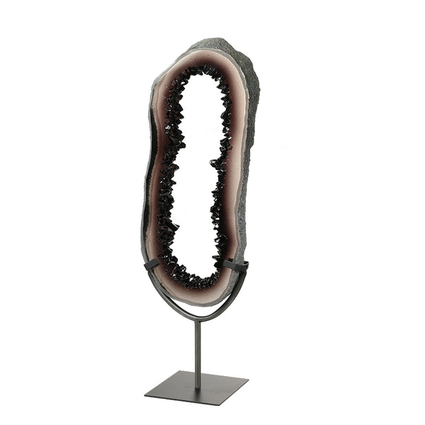 Purple Geode Effect Resin Sculpture on Metal Stand - 55cm